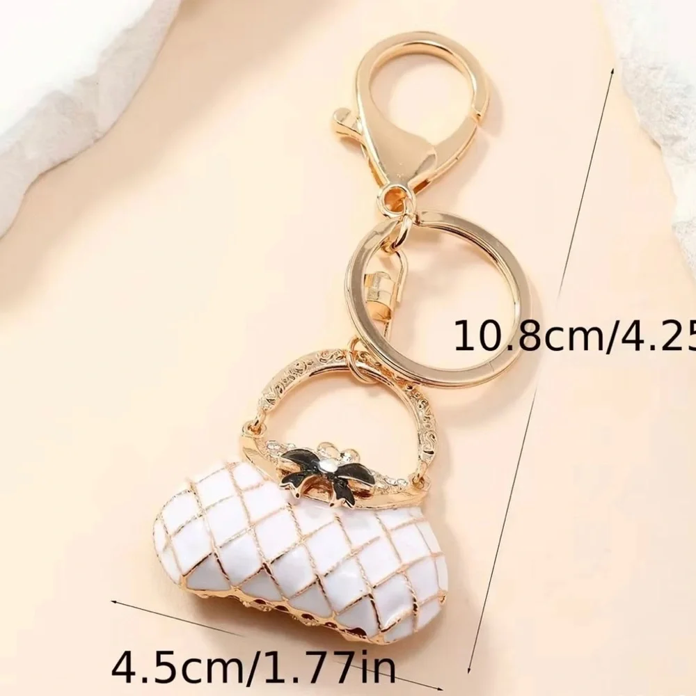 New Creative Cute Artificial Diamond-inlaid Metal Mini Handbag Keychain